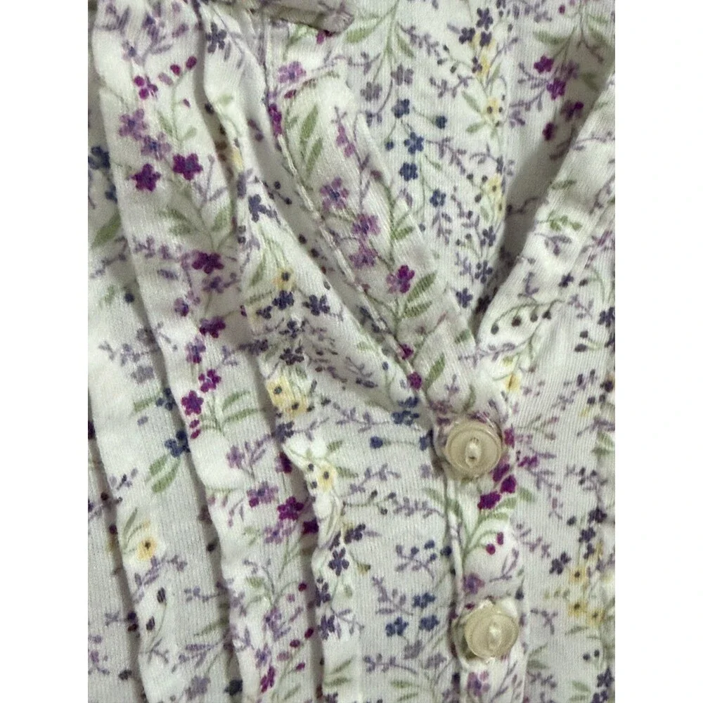Lauren Ralph Lauren Black Label White Purple Flowers Nighgown PJ's Dress M